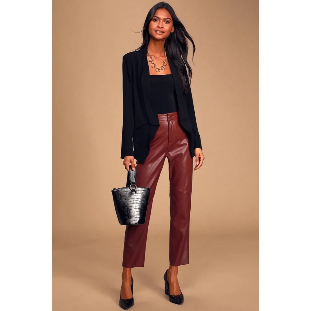 Lulu's Black and Brown Straight Leg Pants